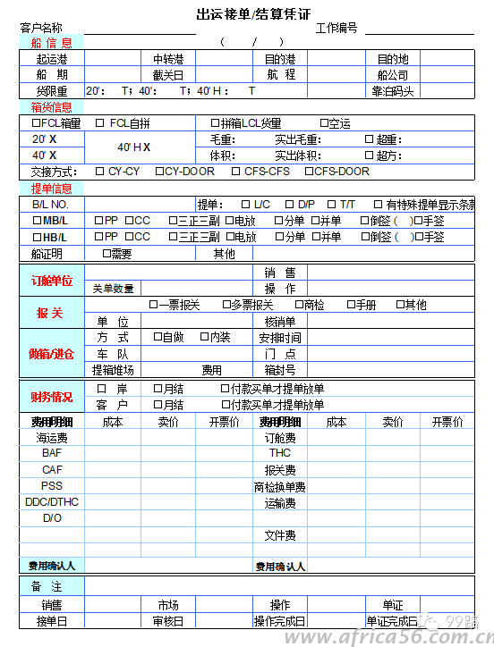 旭洲物流帶來貨代工作常用表格匯總，同行請收好