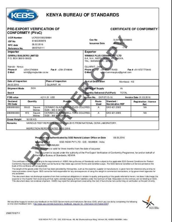 最新肯尼亞CCIC和SGS情況_非洲認(rèn)證_旭洲物流